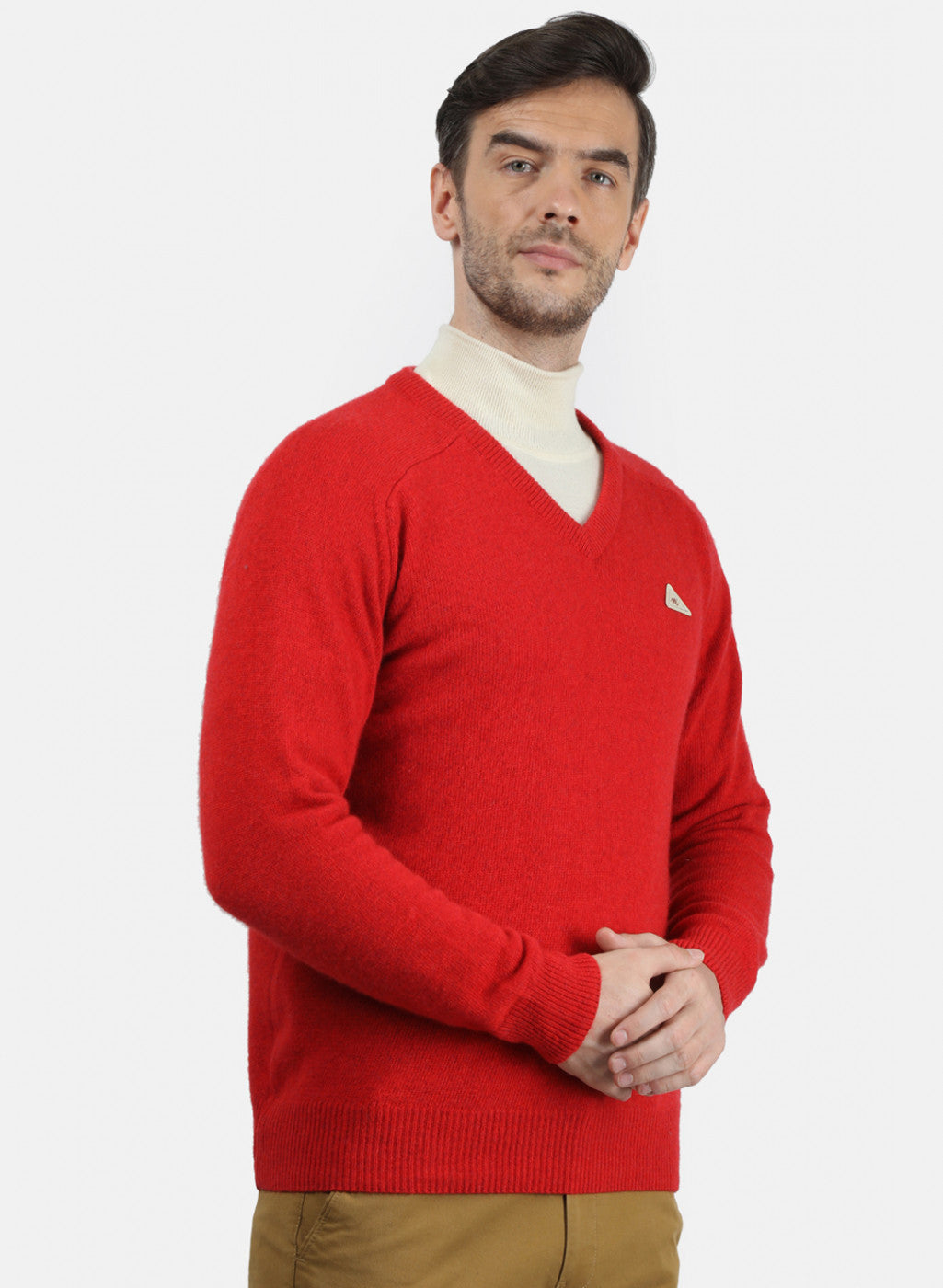 Men Red Solid Pullover