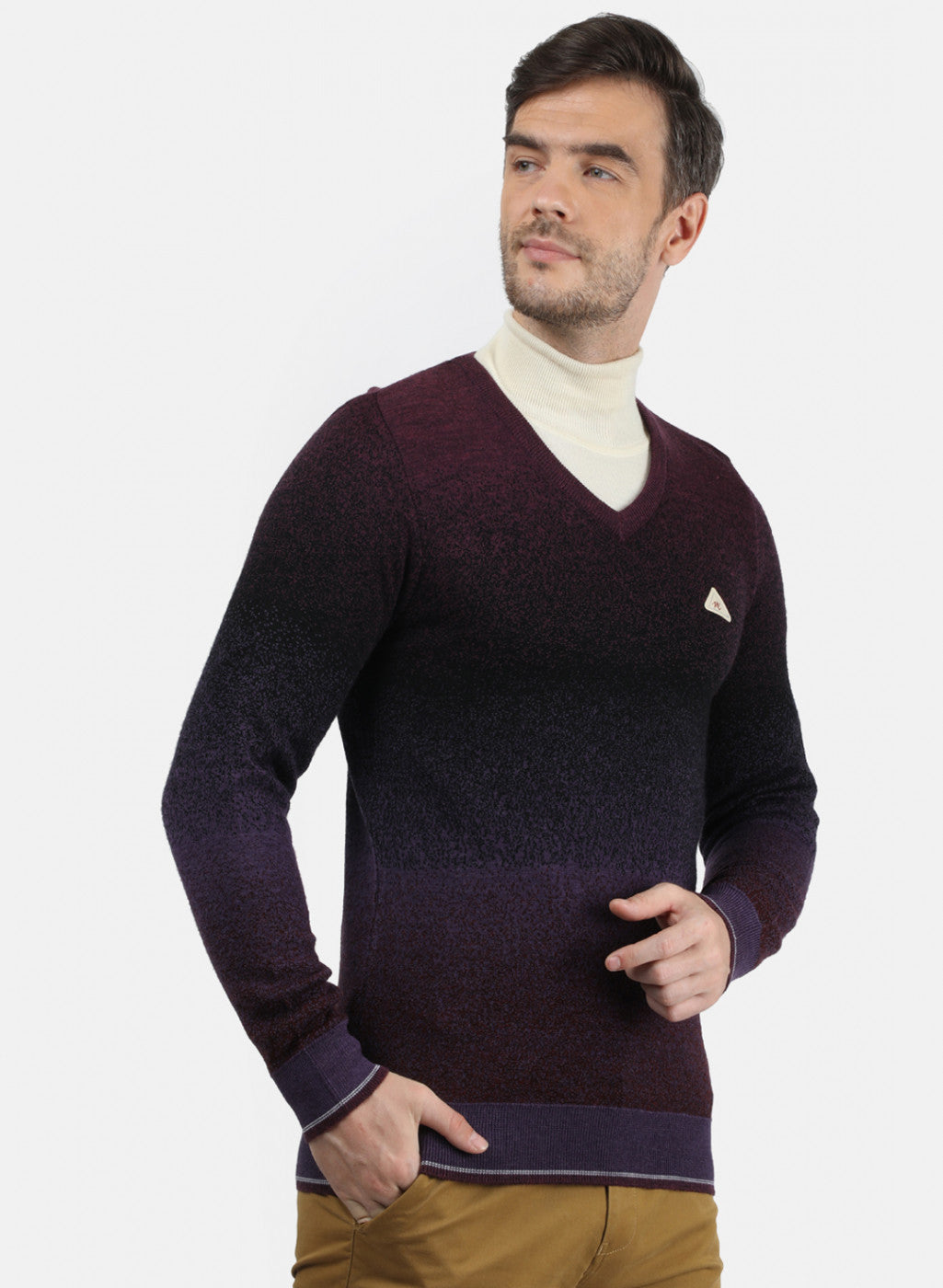 Men Purple Solid Pullover