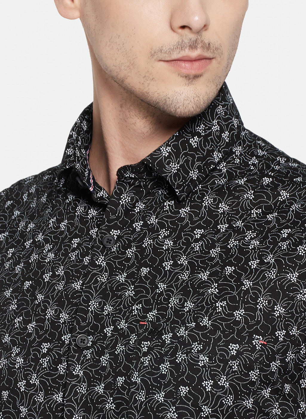 Mens Black Printed Shirt