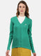 Women Green Self Cardigan