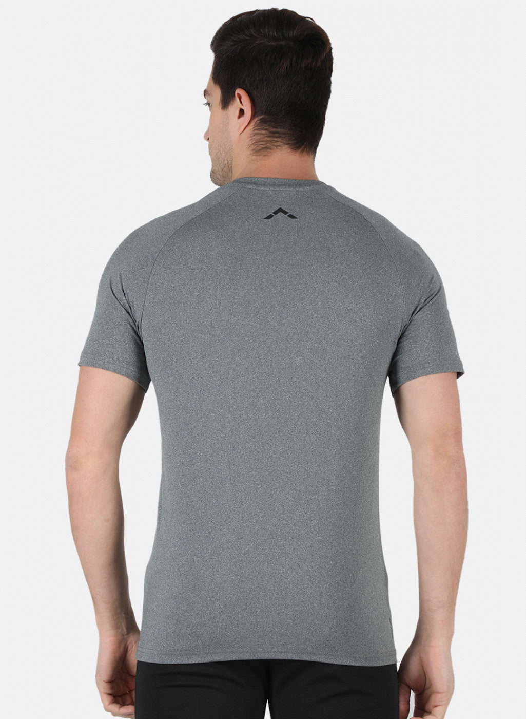 Men Grey Self Design Round Neck T-Shirt