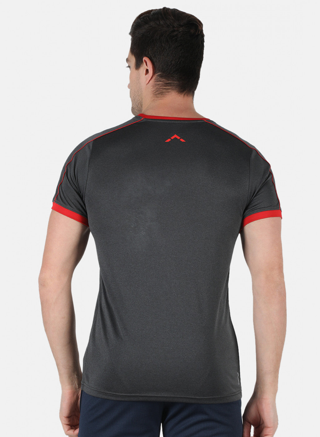 Men Grey Self Design Round Neck T-Shirt