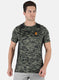 Rock.it Men Olive Self Design Round Neck T-Shirt